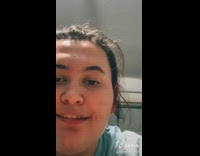 Blue shirt girl vape black clarinet garage 