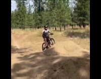 Boy rides bike on ramp and fell