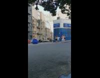 Girl large blue dress street pics