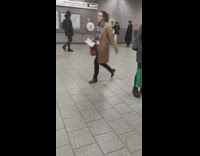 man black coat pics subway station