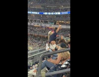 Woman blue crop top selfie video at the Yankees Stadium Part 1
