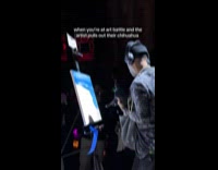 Man use chihuahua paws to paint canvas part 1