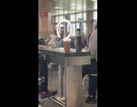 Woman mask tiktok dance ring light passengers