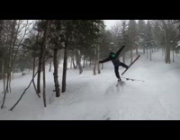 Guy trips over rock on skis and scorpions hard in the snow and hurts back