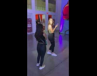 Girl brings external light  for photo