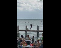 Female Dancer Does Extension Poses at Pier
