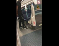 Man plays music on his phone and dances by himself in the middle of the aisle on a metro #BluePointWhatTheL