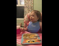 Collab KaleSaladIG - Baby girl says noodles at dinner