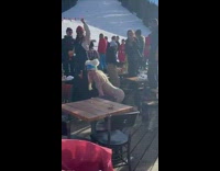 Woman in bikini bends and then dance twerks