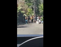 Three women dance many videographers street