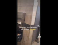 Girl singing doesnt realize person is in stall 