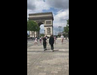 Group of girls dance music video shoot Paris Arc