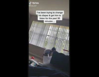 Toddler baby falls into bin 