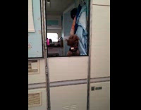 Dog jumps from behind half door 