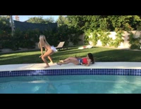 Girl twerks poolside for video