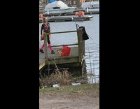 Blonde girl stretch legs port fitness video