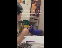 Collab BitchMP - Girl makes purple blue ski mask for small dog