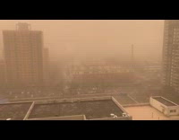Open balcony yellow pollution sandstorm Beijing China