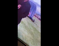 Recording of phone kid in background trips on slide news report