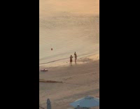 Sunset swimsuit photo of girls pool beach