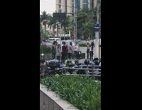 Girl pretends to walk for photoshoot