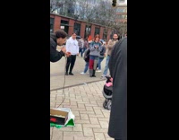 Man sing freestyle song to baby street