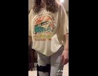 Girl leg brace shakes butt dad walks in 