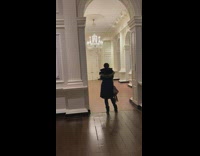 Guy pretends to enter door for photo