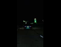 Car drives on road with animated lights