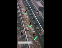 water on subway rail tracks rat surfer emojis