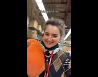 Collab BitchMP - Girl with big carrot toy that squeaks she keeps walking and trips 