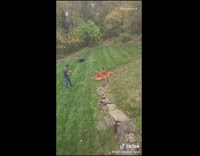 Man orange tuxedo pumpkin design photo shoot