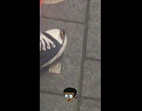 Cockroach on tip of shoe subway station