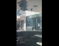 Man head covered black jacket hoodie store