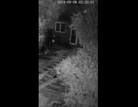 Loud thunder noise night security camera footage