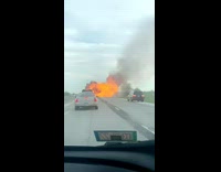 Guy listens to music then sees car explode into flames 