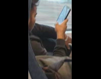 Man take picture hand and leg train