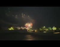 Fireworks display view from roof night Independence day