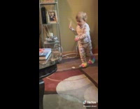 Baby picks up plates and drops it breaks 