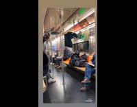Collab WINY - Man workout on the subway train handrail