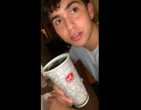 Guy has friend try sprite with grape lean