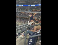 Woman blue crop top selfie video at the Yankees Stadium Part 2