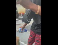 Guy sprays bench seat with lysol drink 