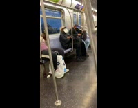 Man wears napkins as face mask 