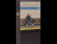 Woman straddles partner on bench 