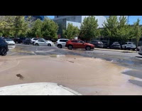 Burst pipe caused flood on the road