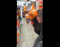 Drunk friends falls backwards at convenience store