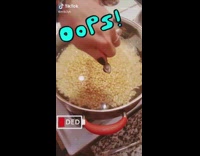 Mom pops too much popcorn in pot