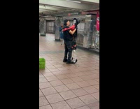 Collab Subway Creatures - Man performs dance with skeleton subway