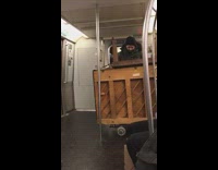 Guy brings and plays piano on subway 